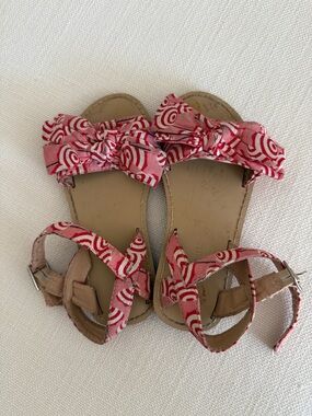 Crewcuts Pink & White umbrella Patterned Bow Sandals